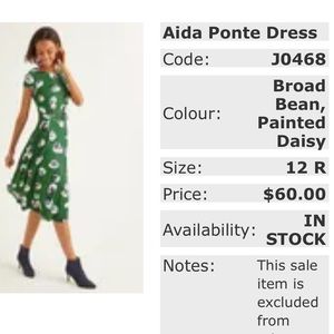 Boden Aida Pointe Dress Size 12